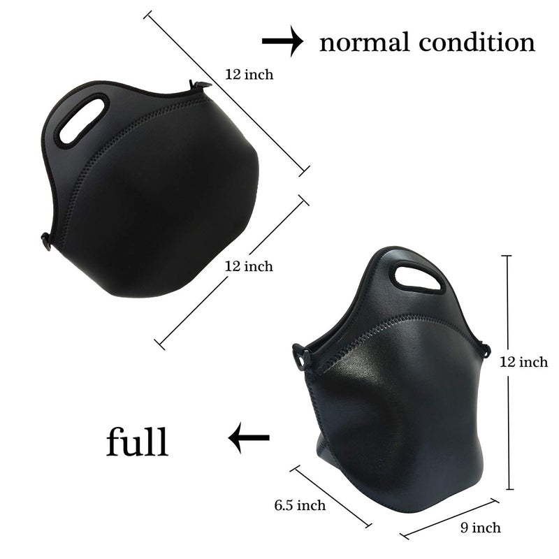 YIDA Neoprene Insulated Lunch bag, Lunch tote Boxes Bags for Women Men Work Office Picnic Travel (Black) - Image 3